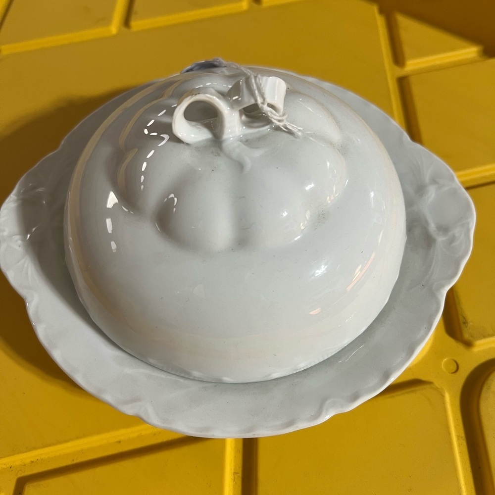 Elegant White Ceramic Butter Dish